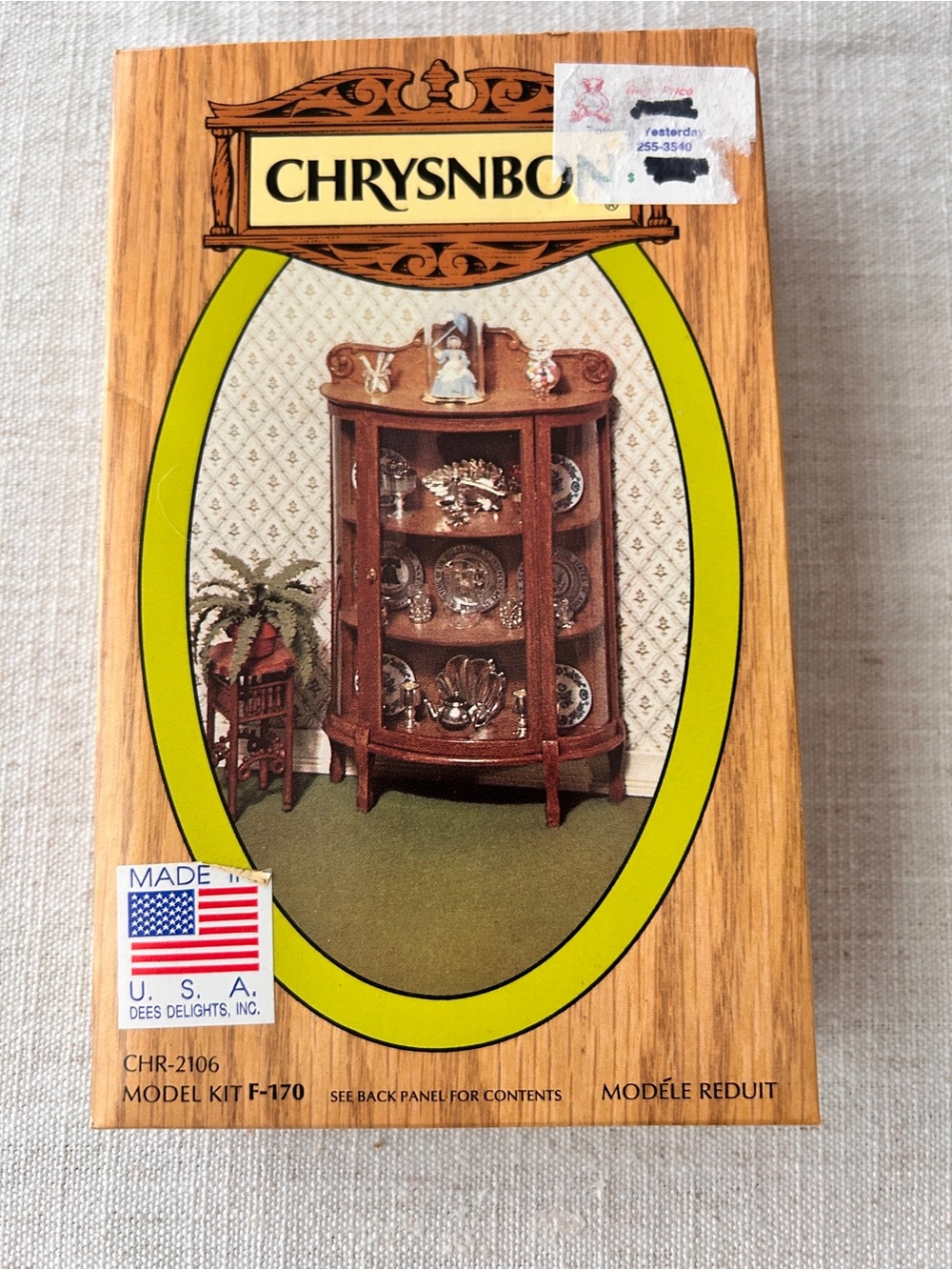 Miniature Dollhouse Chrysnbon Victorian  China Cabinet Kit USA Unused